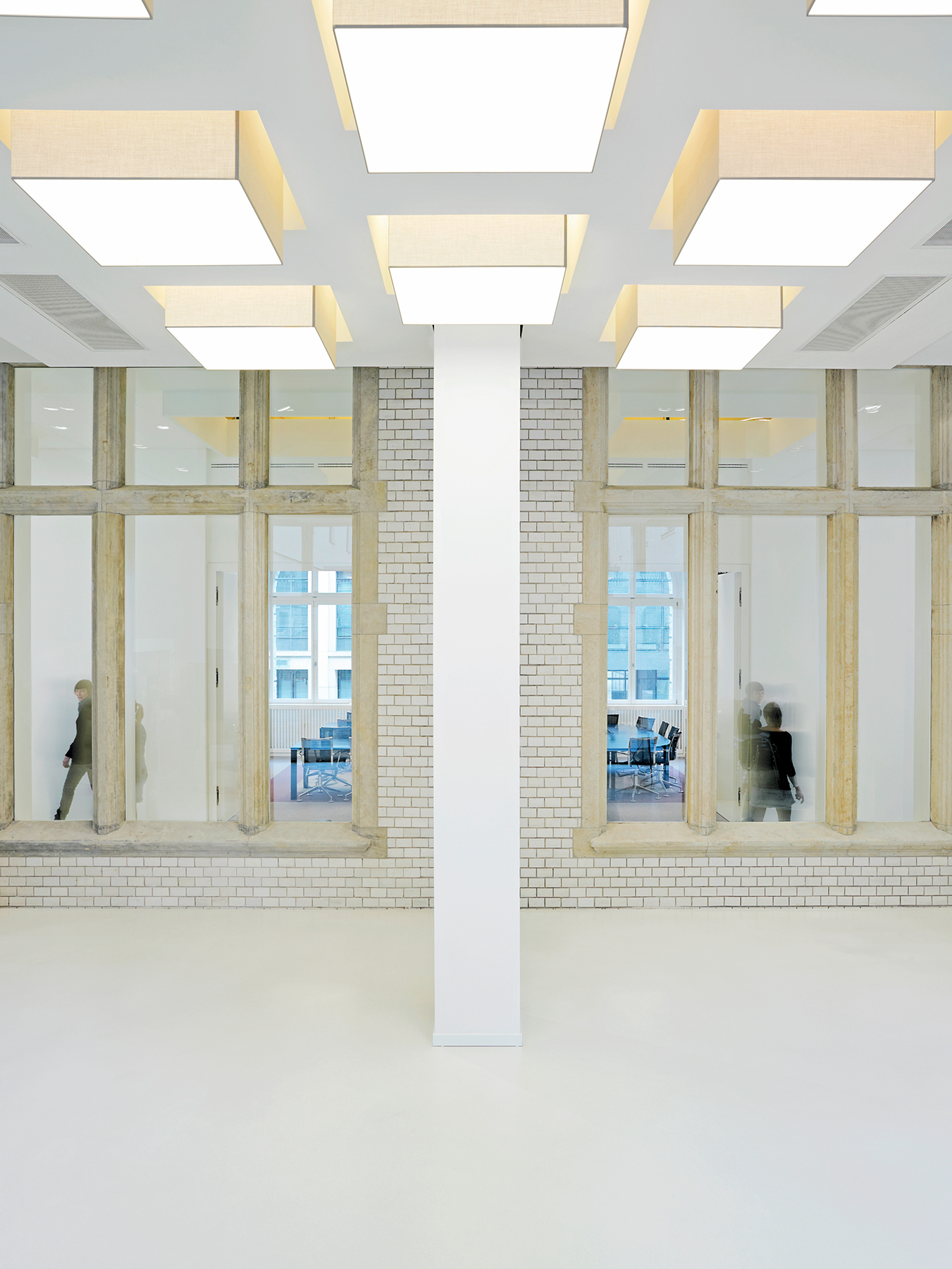 CUBIC FRAME ceiling lights set into a ceiling at the VDA, Berlin.